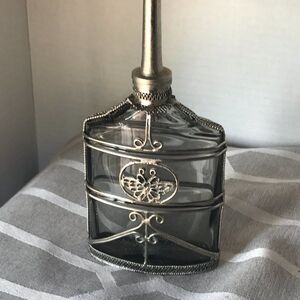 Vintage Artisan Made Moroccan Rosewater Bottle in Smoky Grey & Silver